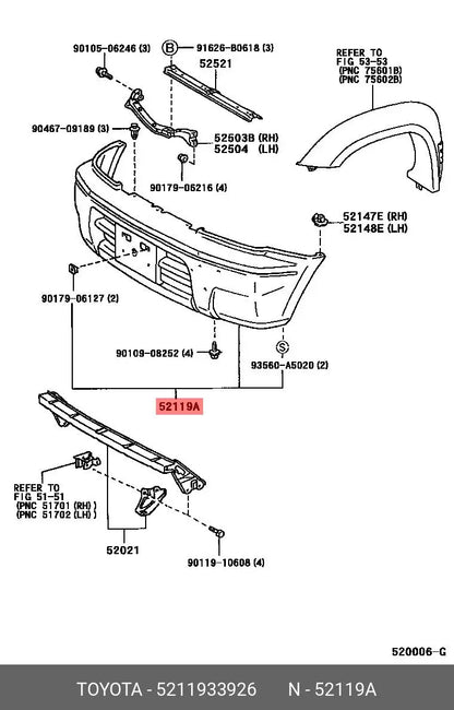 52119-33926 aftermarket Bumper compatible with Toyota Camry